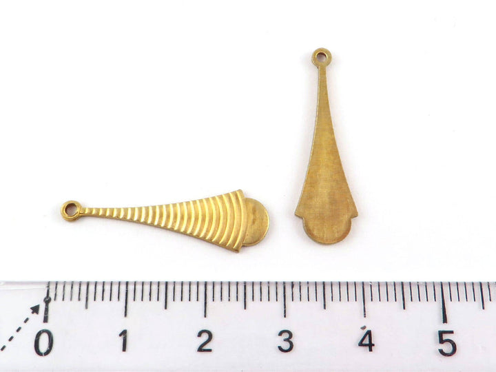 4x Breloque goutte pendule striée (8mm x 27mm) PP-286