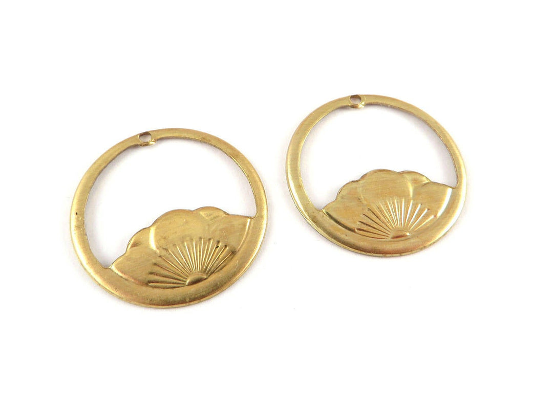 2x Breloque disque fleur Lotus Art Nouveau (19mm) V-125