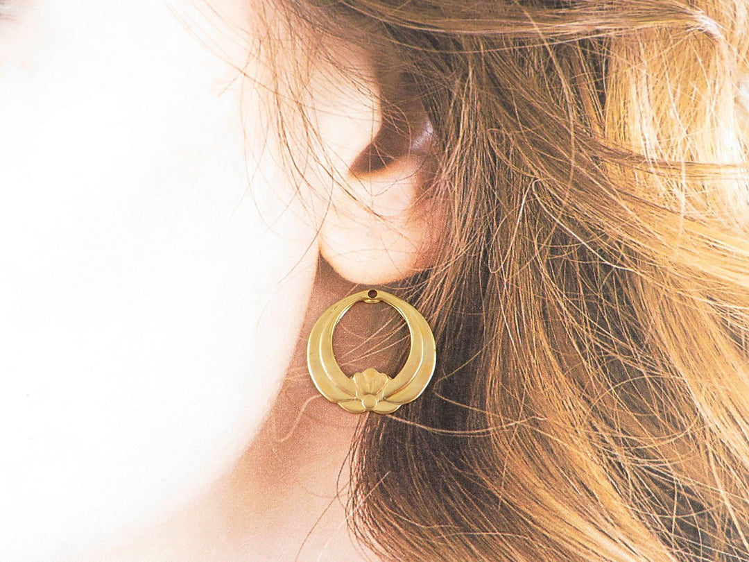 2x Breloque disque fleur lotus vintage (32 ou 19mm) V-074/V-123