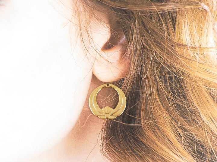 2x Breloque disque fleur lotus vintage (32 ou 19mm) V-074/V-123