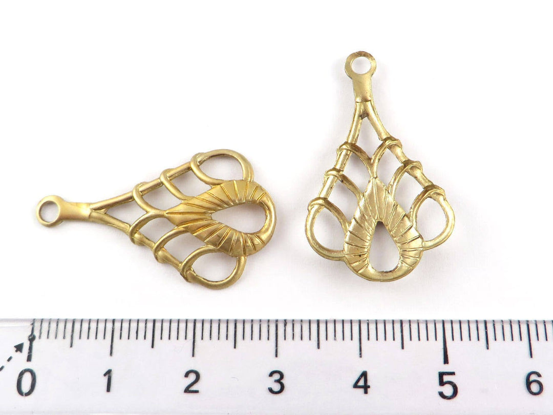 2x Breloque goutte filigrane Art Nouveau vintage (18mm x 31mm) V-121