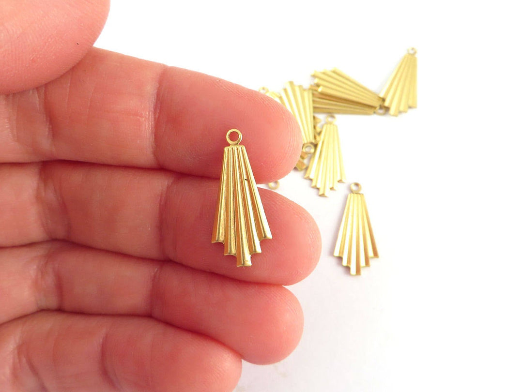 6x Breloque losange éventail Art Déco (10mm x 21mm) PV-233