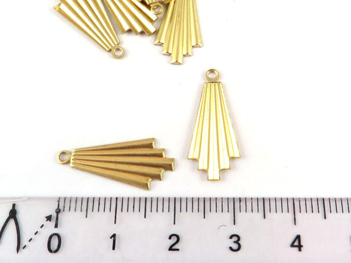 6x Breloque losange éventail Art Déco (10mm x 21mm) PV-233