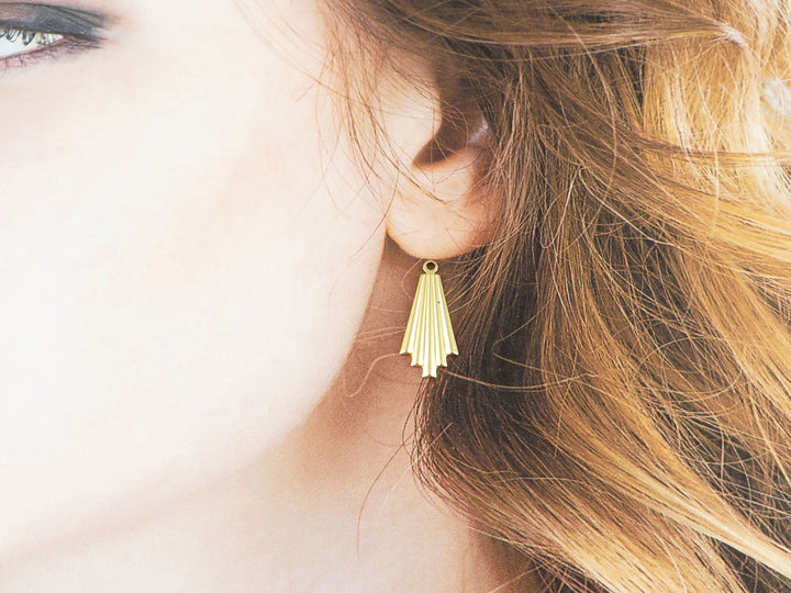 6x Breloque losange éventail Art Déco (10mm x 21mm) PV-233