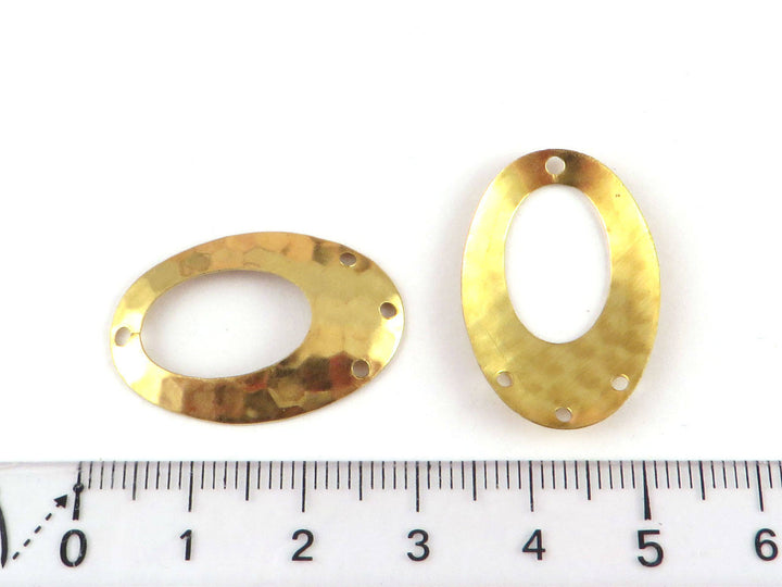 4x Connecteur ovale ajouré bombé martelé 4 trous (27mm x 18mm) PV-217