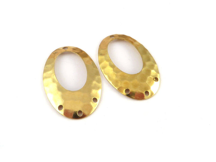 4x Connecteur ovale ajouré bombé martelé 4 trous (27mm x 18mm) PV-217