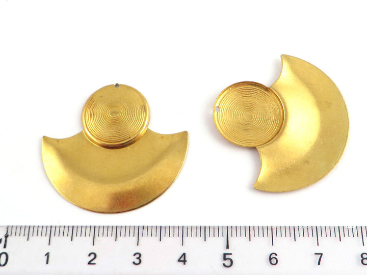 2x Pendentif pendule demi-lune ethnique (32mm x 36mm) PV-037
