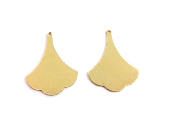6x Breloque feuille de ginkgo éventail (17mm x 22mm) PP-310