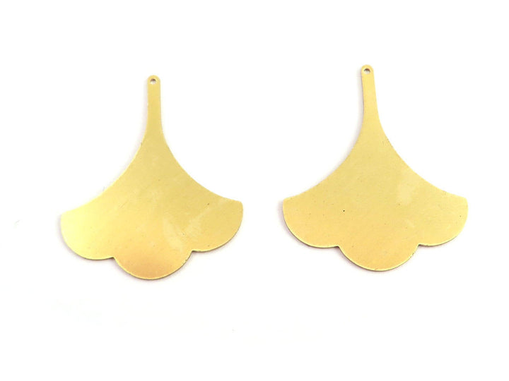 2x Pendentif feuille de ginkgo éventail (30mm x 37mm) PP-315