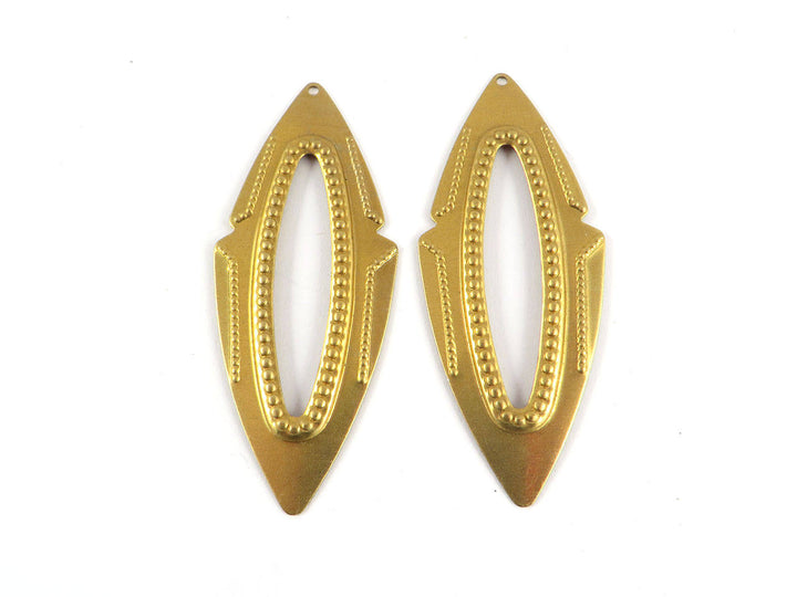 2x Pendentif navette ajouré ethnique (21mm x 63mm) PV-237
