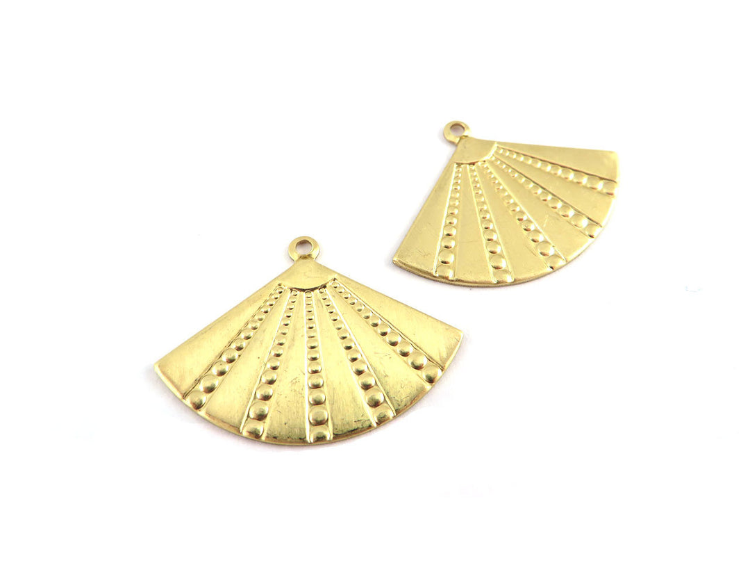 4x Breloque éventail décoré (19mm x 27mm) PV-240