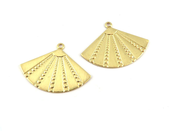 4x Breloque éventail décoré (19mm x 27mm) PV-240