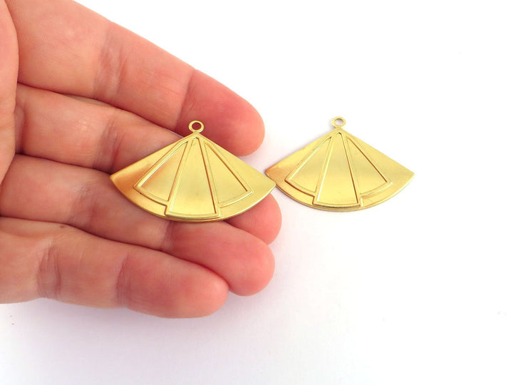 2x Pendentif éventail bombé support résine (27mm x 40mm) PV-241
