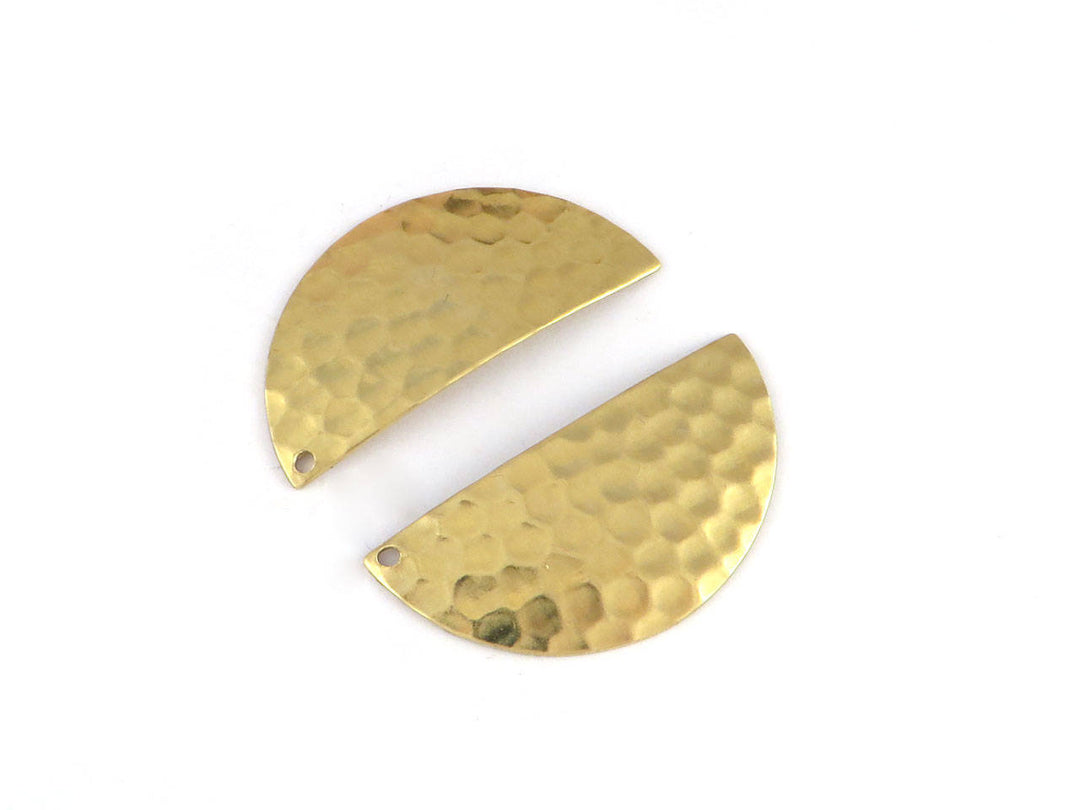 2x Breloque demi-lune bombé martelé (15mm x 32mm) PV-232