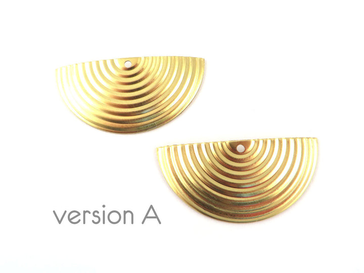 4x Pendentif demi-lune bombée dessin géométrique (17mm x 34mm) PV-245