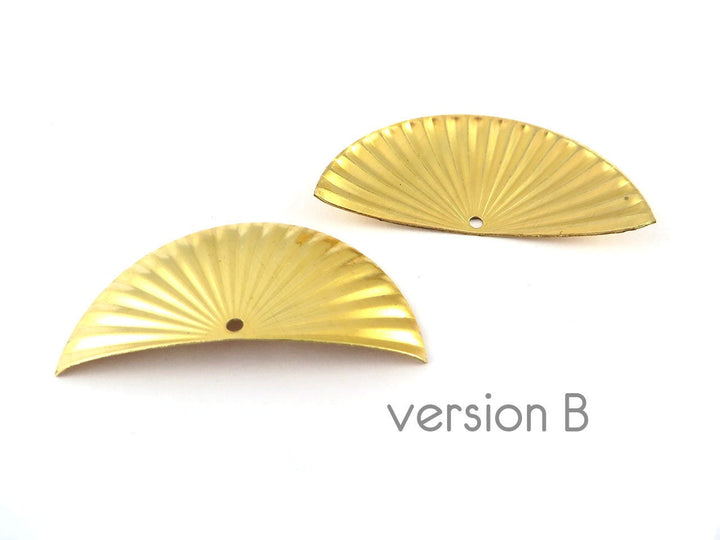 4x Pendentif demi-lune bombée dessin géométrique (17mm x 34mm) PV-245