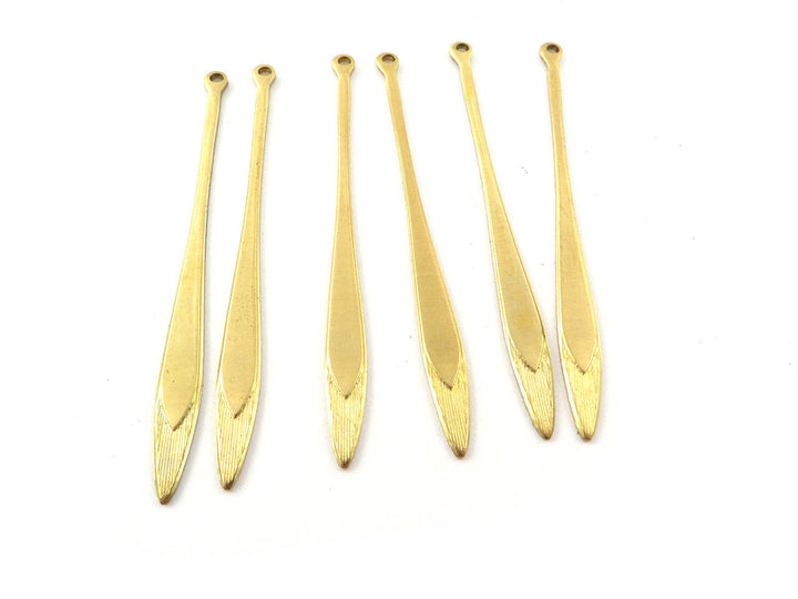 2x Breloque fine goutte striée (49mm x 4mm) PP-258