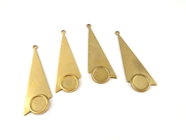 2x Breloque triangle Art Déco support rond 6mm (38mm x 13mm) PV-032