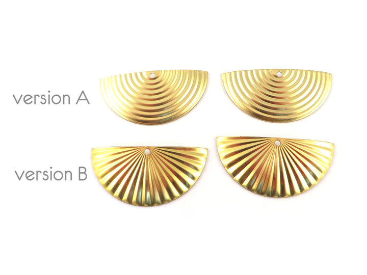 4x Pendentif demi-lune bombée dessin géométrique (17mm x 34mm) PV-245
