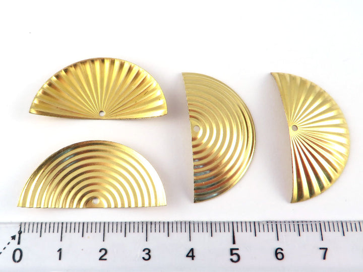 4x Pendentif demi-lune bombée dessin géométrique (17mm x 34mm) PV-245