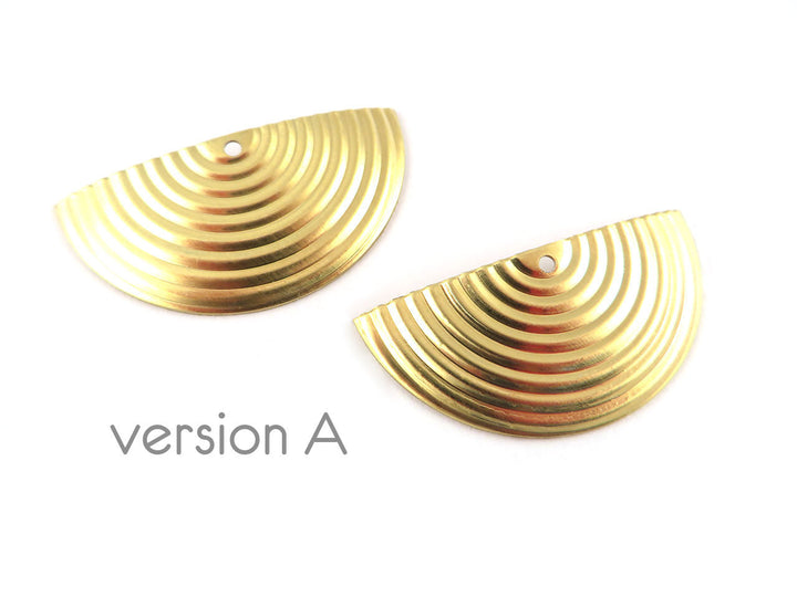 4x Pendentif demi-lune bombée dessin géométrique (17mm x 34mm) PV-245