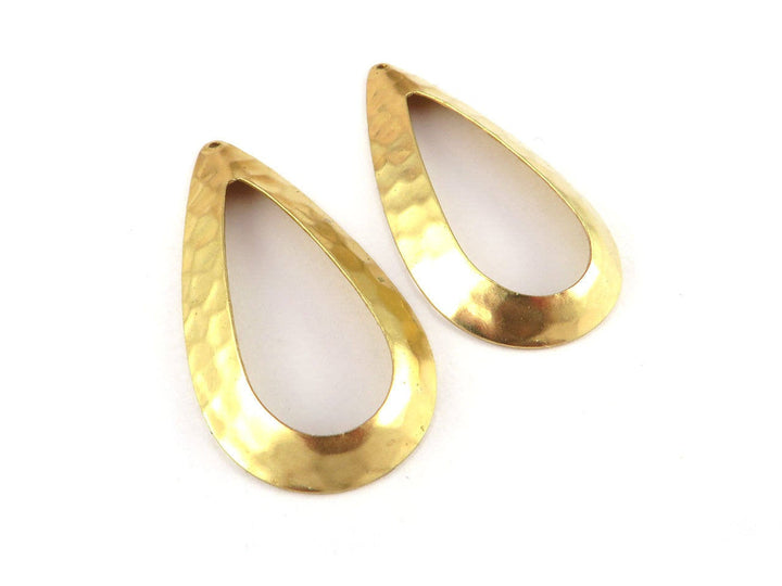 2x Breloque goutte ajourée martelée (19mm x 37mm) PV-223