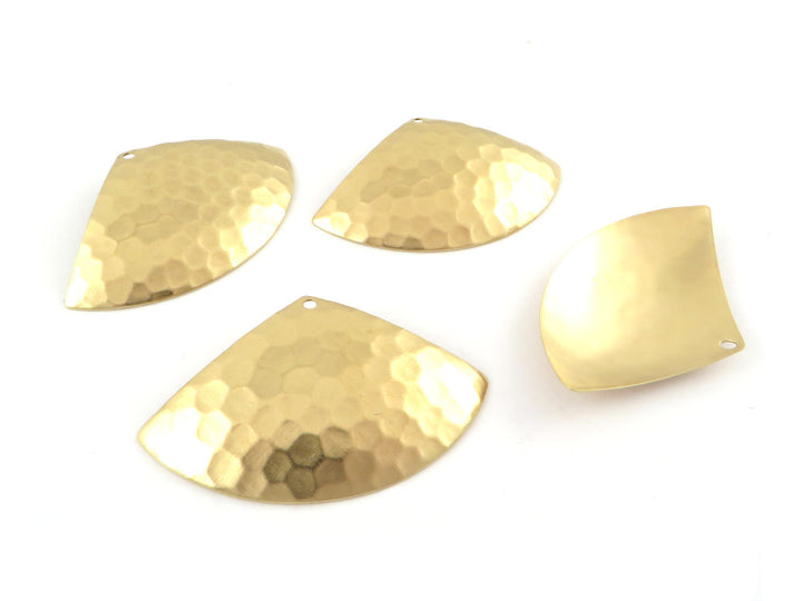 2x Pendentif éventail bombé martelé (24mm x 39mm) PP-307