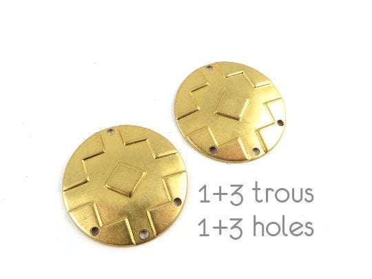 6x Breloque disque dessin géométrique (25mm) PV-182/PV-183