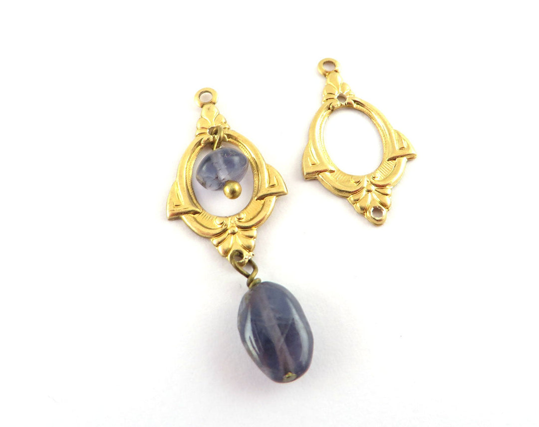 4x Connecteur goutte ajourée Art Déco (20mm x 12mm) V-068
