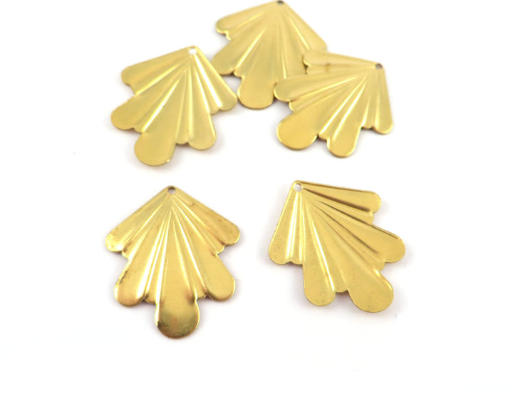 4x Breloque goutte éventail Art Déco vintage (22mm x 27mm) PV-253