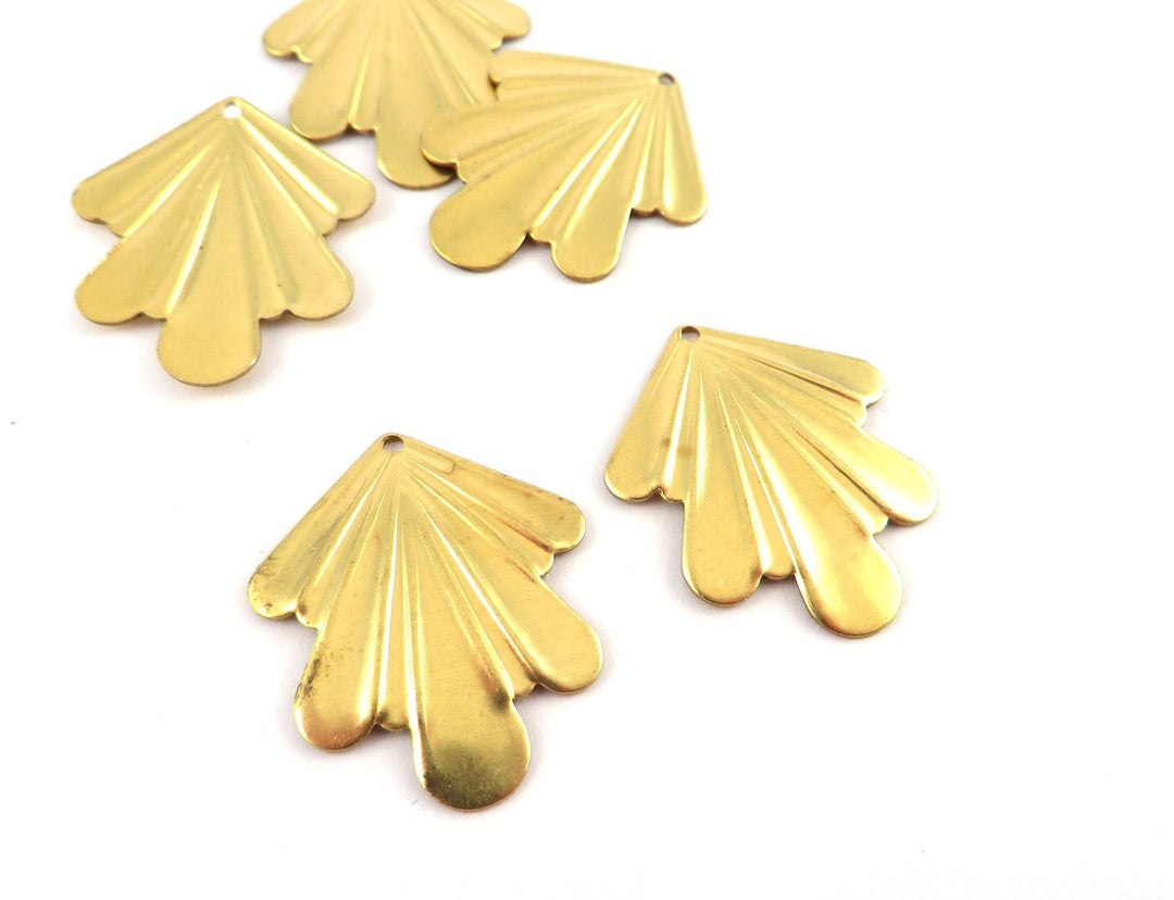 4x Breloque goutte éventail Art Déco vintage (22mm x 27mm) PV-253