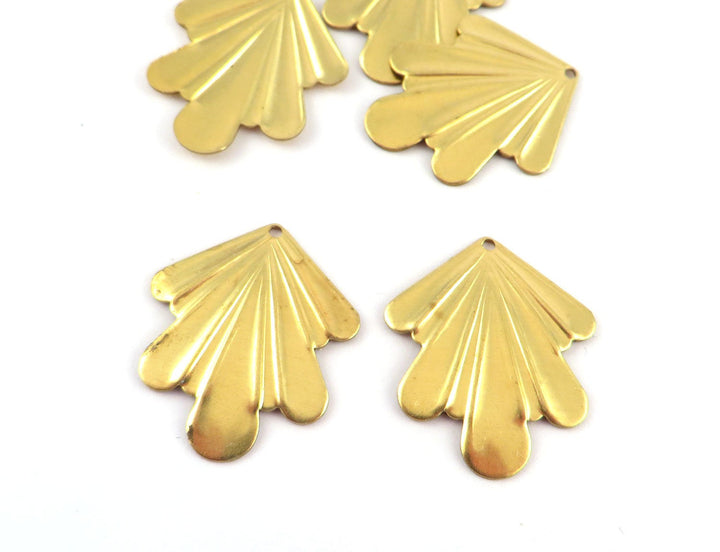 4x Breloque goutte éventail Art Déco vintage (22mm x 27mm) PV-253