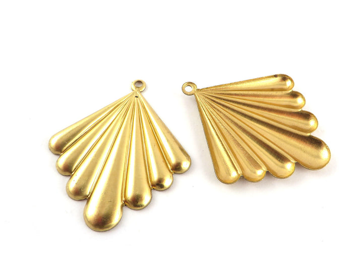 2x Breloque losange éventail Art Déco (28mm x 33mm) PV-258