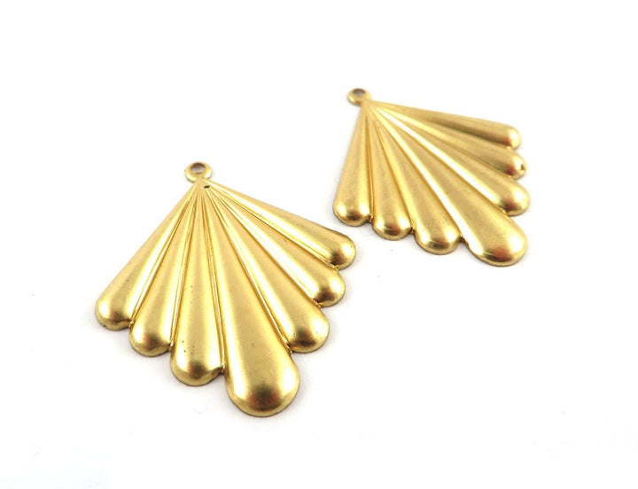 2x Breloque losange éventail Art Déco (28mm x 33mm) PV-258