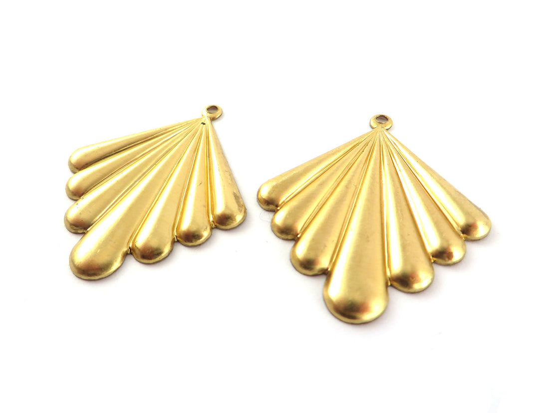 2x Breloque losange éventail Art Déco (28mm x 33mm) PV-258