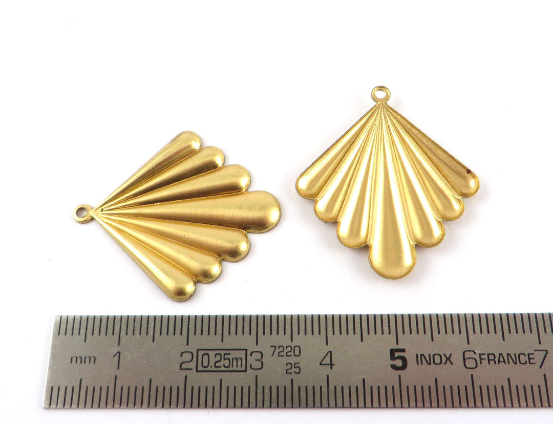 2x Breloque losange éventail Art Déco (28mm x 33mm) PV-258