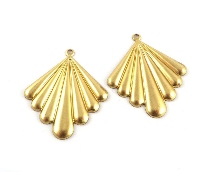 2x Breloque losange éventail Art Déco (28mm x 33mm) PV-258