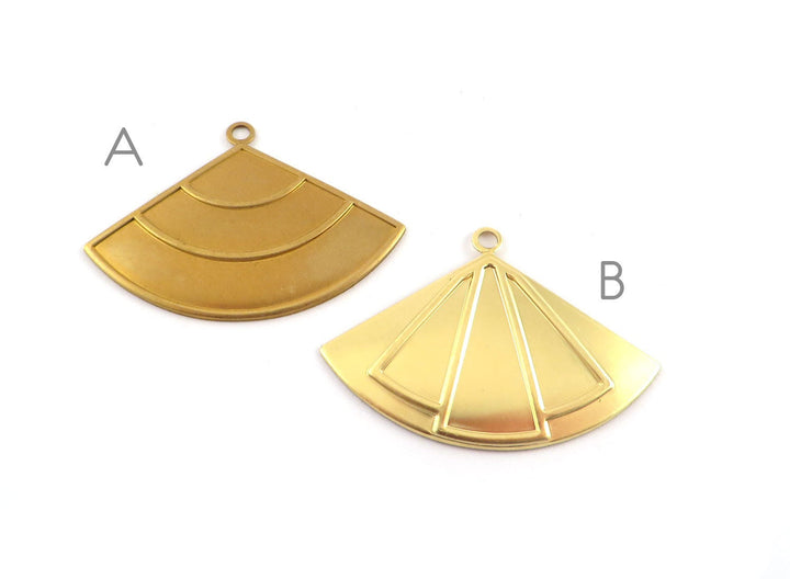 2x Pendentif éventail bombé support résine (27mm x 40mm) PV-241