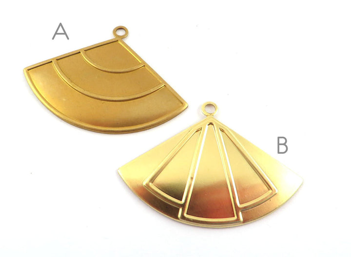 2x Pendentif éventail bombé support résine (27mm x 40mm) PV-241