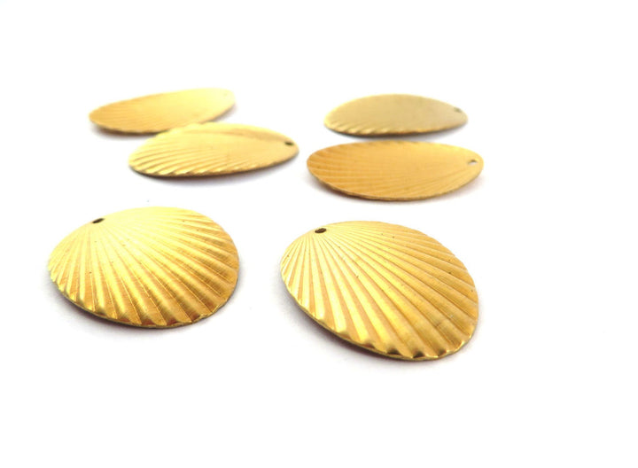 4x Breloque ovale éventail plissé Art Déco (17mm x 23mm) PV-262