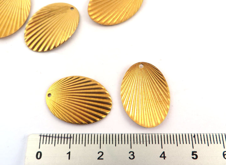 4x Breloque ovale éventail plissé Art Déco (17mm x 23mm) PV-262