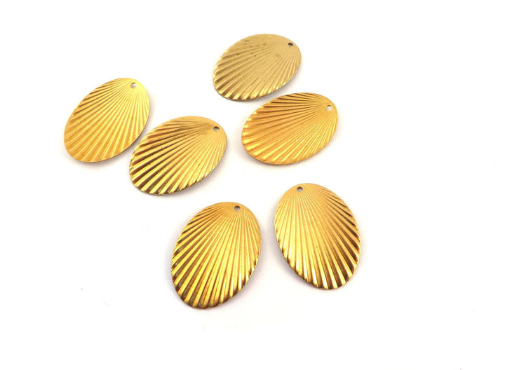 4x Breloque ovale éventail plissé Art Déco (17mm x 23mm) PV-262