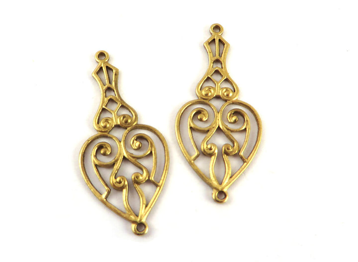 2x Connecteur filigrane goutte Art Nouveau (14mmx31mm) V-131