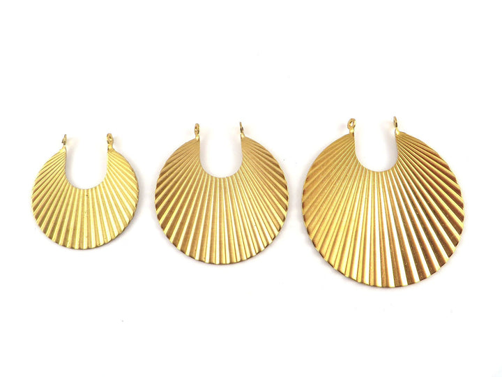 2x Connecteur disque éventail plissé Art Déco 2 œillets (26, 32, 38mm) PP-263