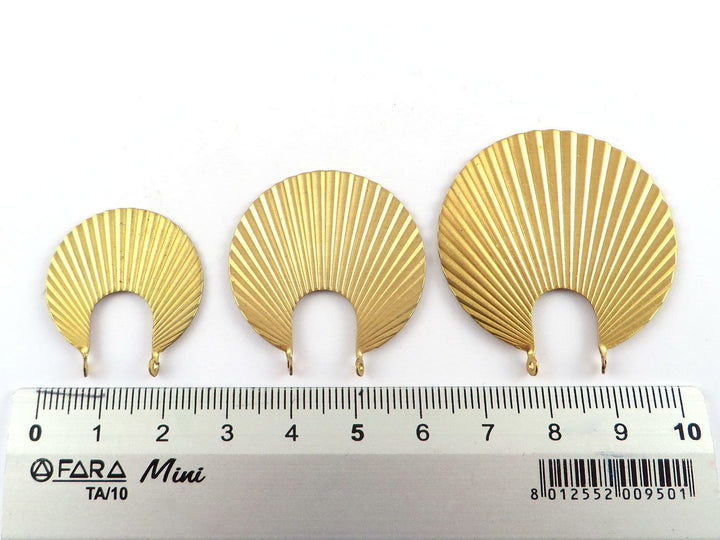 2x Connecteur disque éventail plissé Art Déco 2 œillets (26, 32, 38mm) PP-263