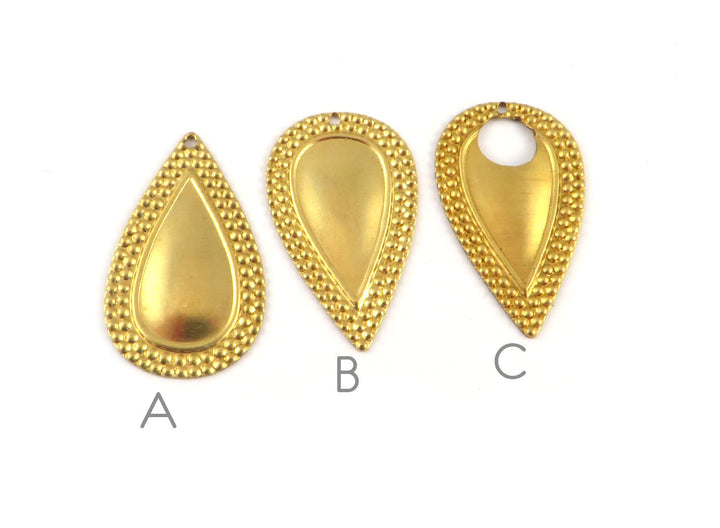 6x Breloque goutte décorée bombée (18mm x 30mm) PV-215/PV-216/PV-221