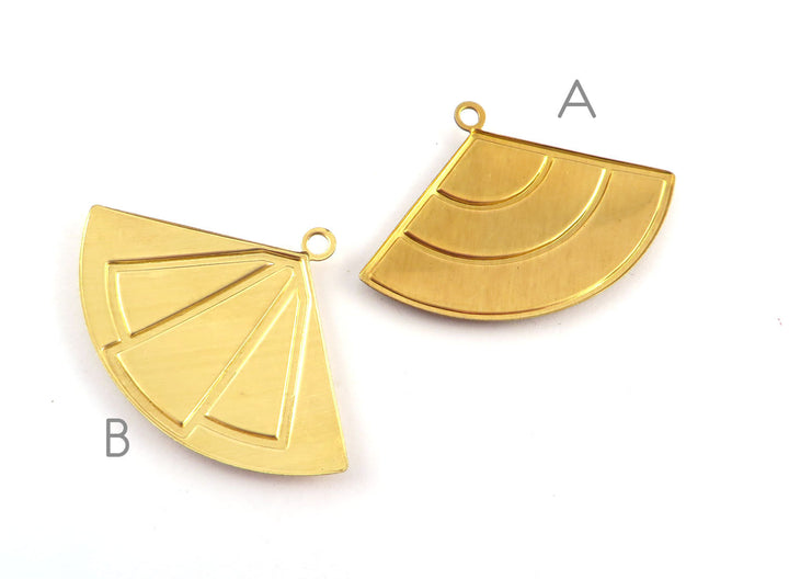 2x Pendentif éventail bombé support résine (27mm x 40mm) PV-241