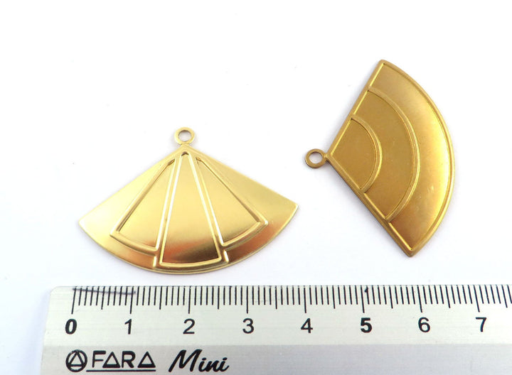 2x Pendentif éventail bombé support résine (27mm x 40mm) PV-241