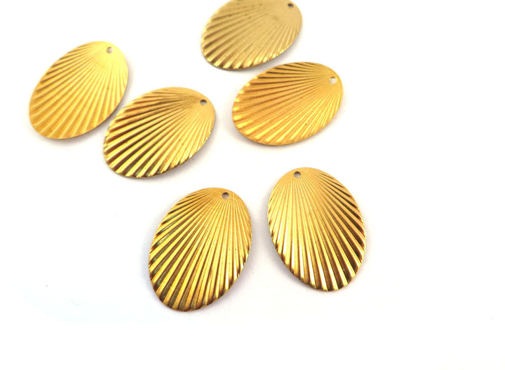 4x Breloque ovale éventail plissé Art Déco (17mm x 23mm) PV-262