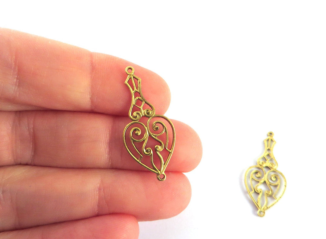 2x Connecteur filigrane goutte Art Nouveau (14mmx31mm) V-131